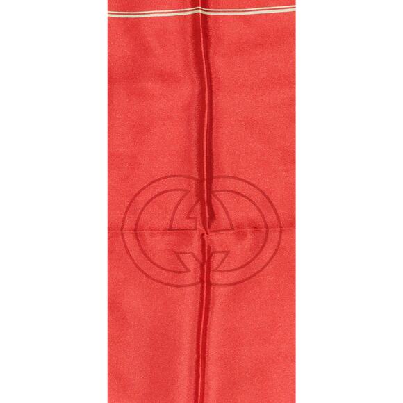 RED Gucci Silk GG Logo Pocket Square /Handkerchief - Picture 6 of 6